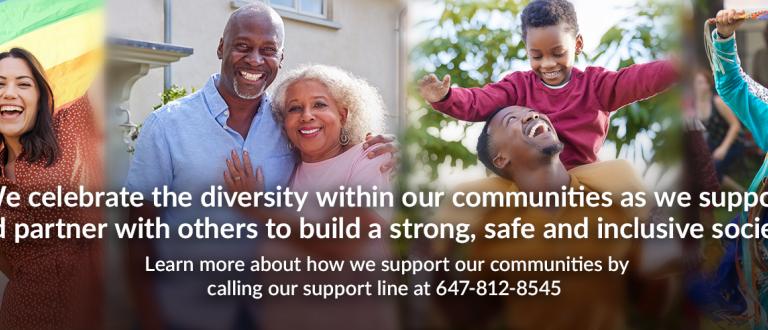 Banner image featuring four diverse families